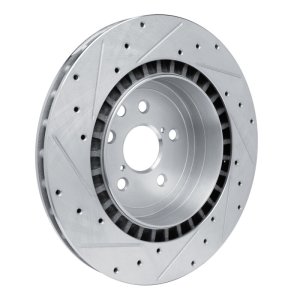Lexus IS F Brake Rotor (1) - Rear Right - R1 Concepts - Drilled & Slotted - Silver - `08-`14